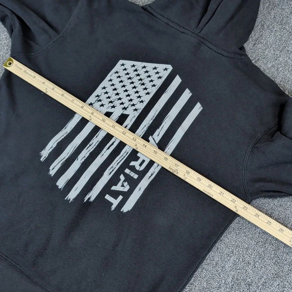 Ariat Western Americana Flag Graphic Hoodie Men Medium Black Pullover Sweatshirt